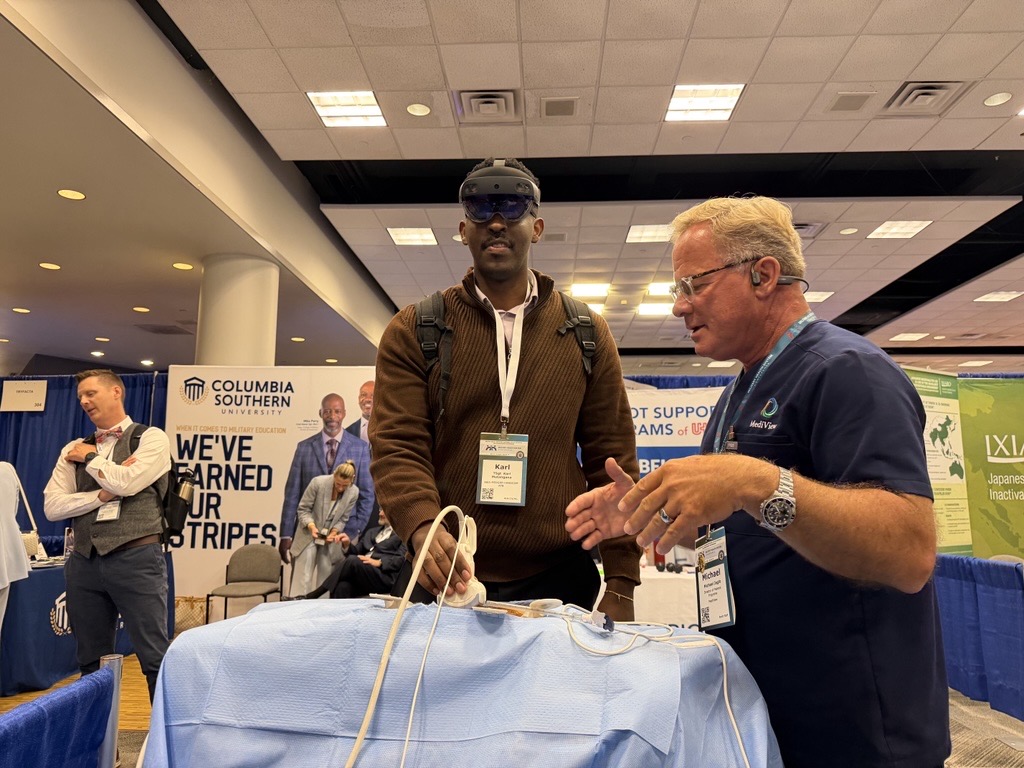 MediViewXR's tweet photo. There’s nothing quite like watching someone experience true 3D “X-ray vision” for the first time.

At the @MilitaryHealth Conference, we've loved seeing attendees step into the future of image-guided procedures with our XR90 platform. Experience it yourself at booth 309. https://t.co/lRxpZM5PER
