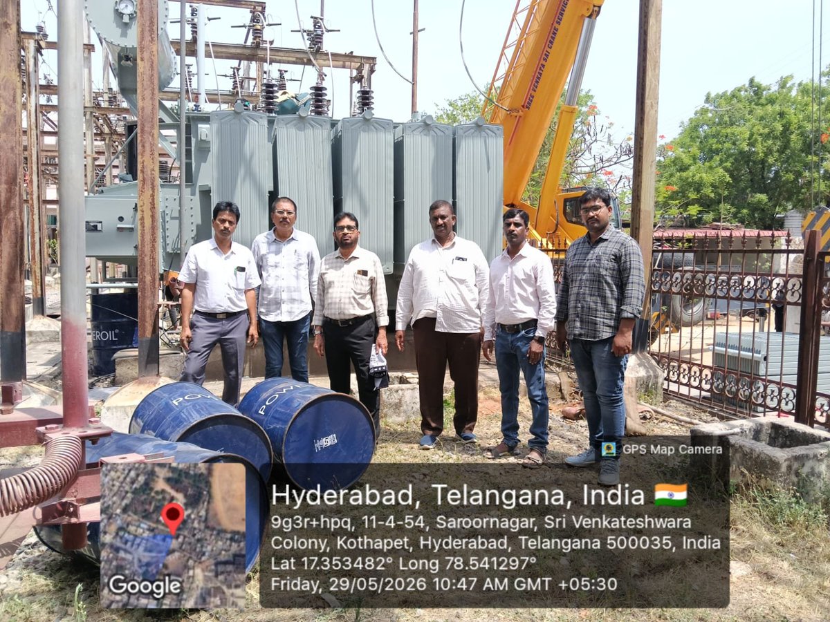 tgspdcl's tweet photo. ⚡Power Supply Strengthened Update | A 12.5 MVA PTR Enhancement works in place of existing 8 MVA PTR under Summer Action Plan at 33/11kV Bhagath singh nagar Sub Station —  Saroor Nagar Division, Saroor Nagar Circle of Ranga Reddy Zone on today to improves anticipated loads.
@Bhatti_Mallu @TelanganaCMO @IPRTelangana
#SummerActionPlan #TGSPDCL