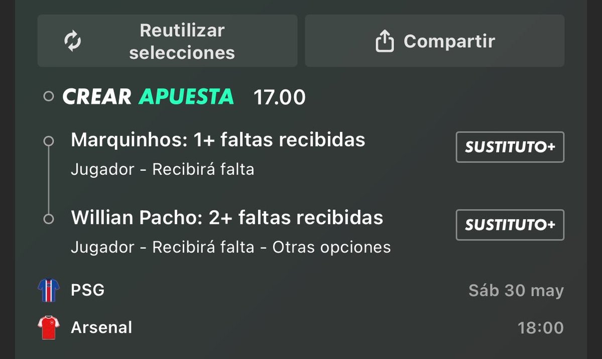 _powerbets's tweet photo. LA MEJOR 🪜 PARA LA FINAL!

@ 2.62 Gyokeres + Pacho
@ 9.00 Gyokeres + Pacho + Marquinhos
@ 17.00 Marquinhos + Pacho
@ 86.00 Gyokeres + Pacho + Marquinhos

El PSG va a presionar al hombre al Arsenal y creo que se van a ver obligados en muchos casos a golpear sobre Gyokeres, que estará 1v1 para cuerpar contra un central. Contra al Atlético ya le vimos hacer muy bien.

Si esto sucede varias veces, cualquier brazo que suelte para protegerse, cualquier anticipación de los centrales, etc. puede acabar en faltas del sueco. Es un escenario que veo muy factible y nos deja cuotas muuuuy altas para probar.