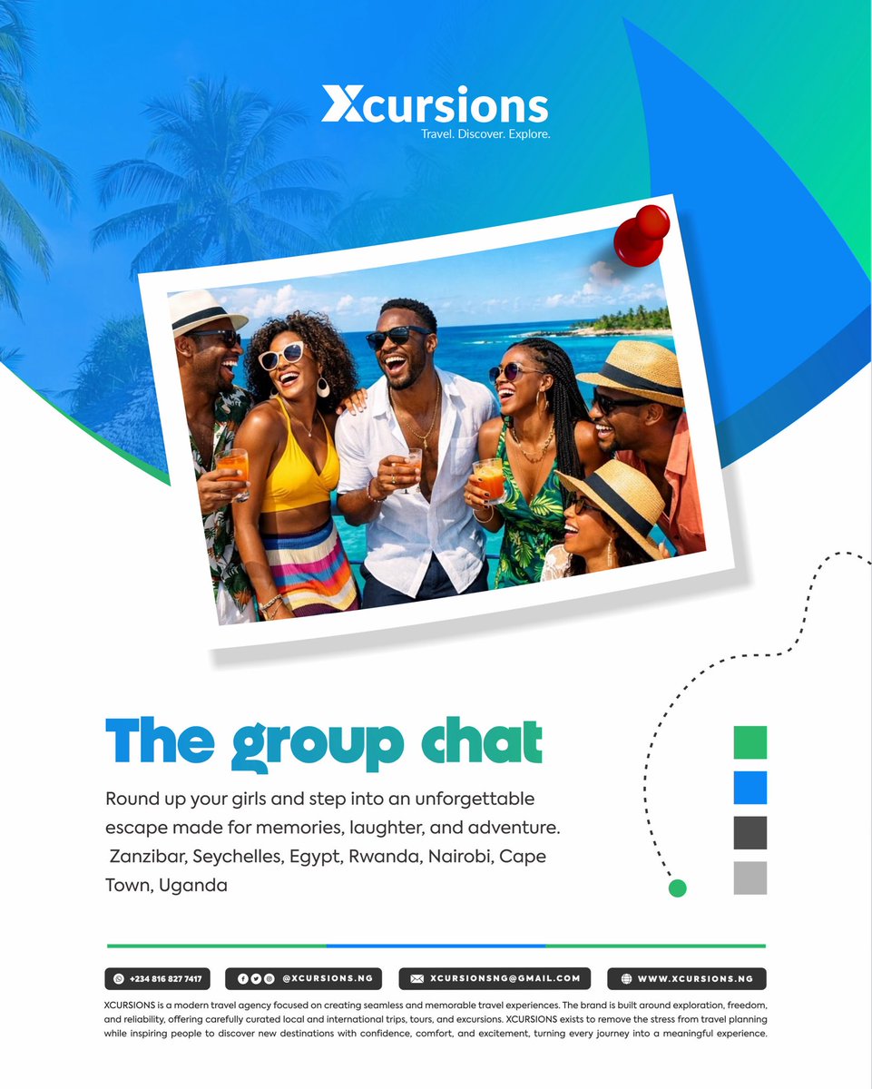 xcursionsdotng's tweet photo. who said exploring Africa had to cost a fortune? 👀

Whether you’re rallying the group chat, bringing your person, or finally doing that solo trip you keep pushing back, we got you. All under ₦3M.

Zanzibar • Seychelles • Egypt • Rwanda • Nairobi • Cape Town • Uganda https://t.co/XzDHNojYiZ