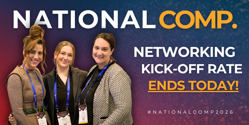 National_Comp's tweet photo. Kick-Off Networking pricing ends today, and 85% of registrations at this rate have already been claimed.

Now is the time to lock in your spot at the nation's largest workers' comp conference before prices increase!

Register here: https://t.co/I1uk1HHIGw

#NationalComp #WorkersComp #RiskManagement