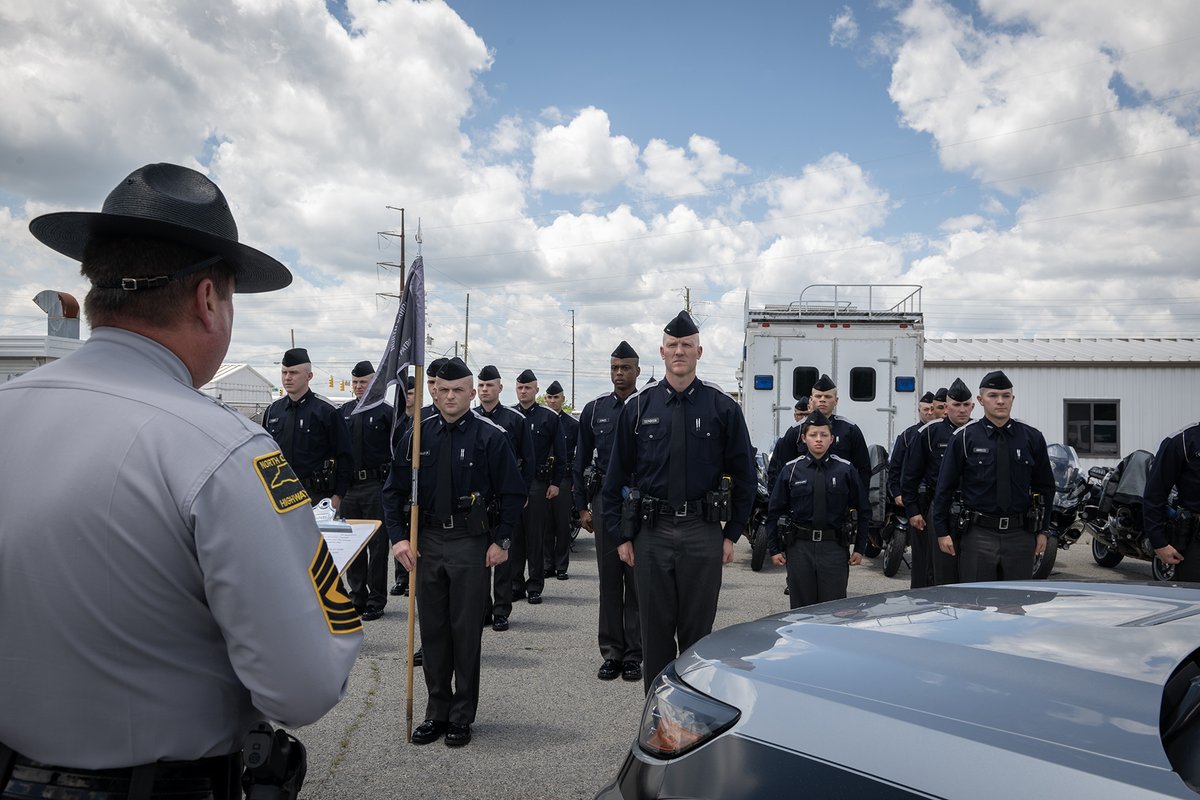 NCSHP's tweet photo. The cadets of the 167th Basic School reached one of the most significant milestones of Patrol School yesterday as they were issued their patrol vehicles. This achievement marks that they are one step closer to becoming North Carolina State Troopers in just a few short weeks. https://t.co/mx3yklb6xt