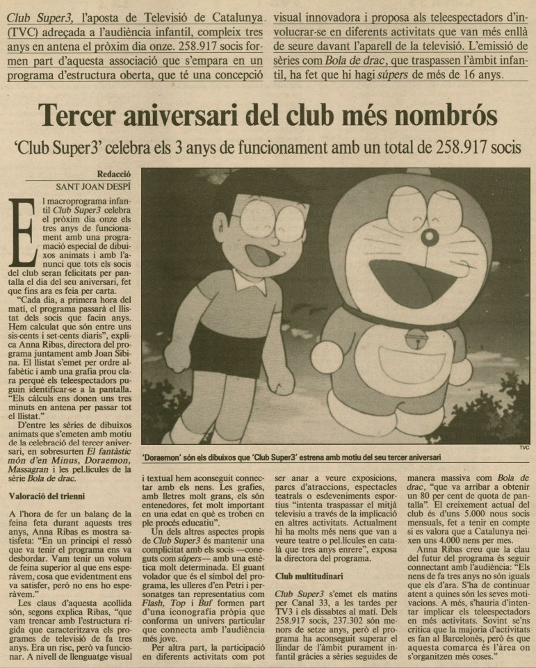 DoblatgeCatala's tweet photo. El 7 de febrer de 1994 'Doraemon' va aparèixer a les nostres vides sortint del calaix d'un escriptori.  La sèrie es va estrenar amb motiu del tercer aniversari del 'Club Super3' i ràpidament es va convertir en un referent per a molts. El 15 de juny, torna a casa. https://t.co/5JX9JUgzC0