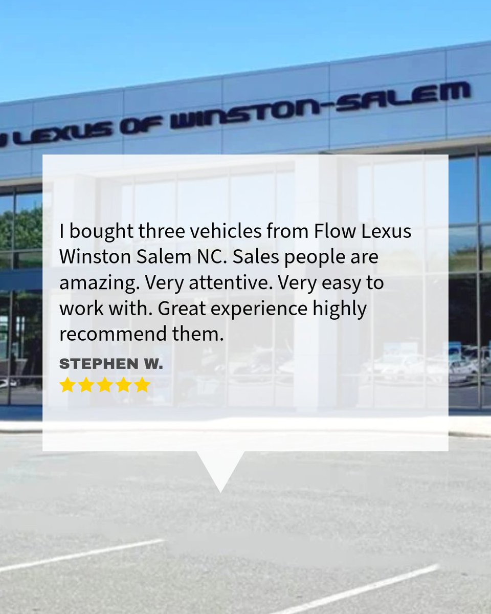 Flowlexusofws's tweet photo. Your reviews make our day! Thank you for taking the time to share your experience. Welcome to the family! https://t.co/qpraRrZhyV