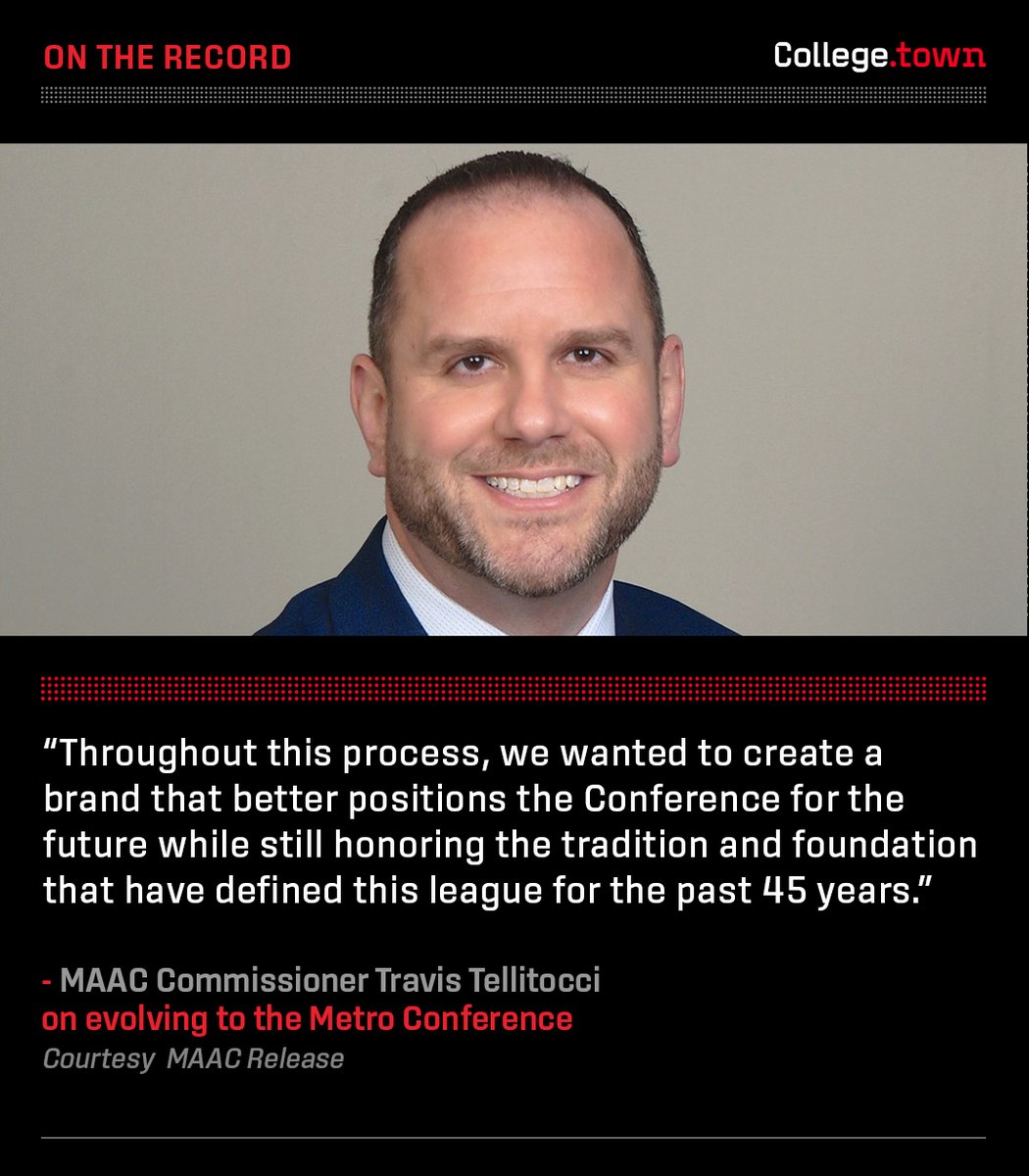D1ticker's tweet photo. Well hello, Metro Conference 👋🤝

@MAACSports + @TTellitocci tackled the rebrand process with future clarity in mind: "The goal of this project was to establish a bold and clear identity that eliminated longstanding confusion surrounding the Conference’s name"

With @JoeBosackCo, collaboration was a cornerstone: "Over the past year, our committee engaged in a thoughtful and collaborative process grounded in feedback from campus leaders, student athletes, coaches, administrators, and conference stakeholders."

📰: https://t.co/1b6n9HKZDB