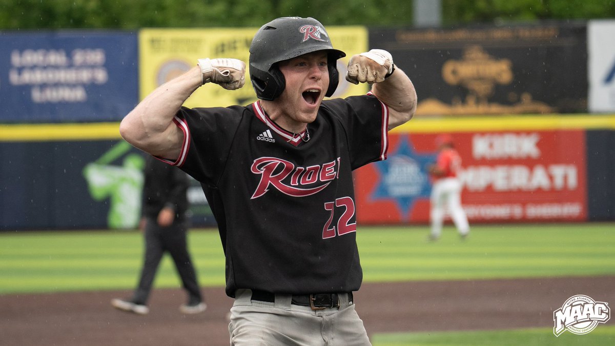 MAACSports's tweet photo. WE CAN’T HEAR YOU! A little louder for @RiderUBaseball 📣

Regional stage set. #8 Florida awaits 😤

#MAACBaseball https://t.co/OZIJt7QQBq