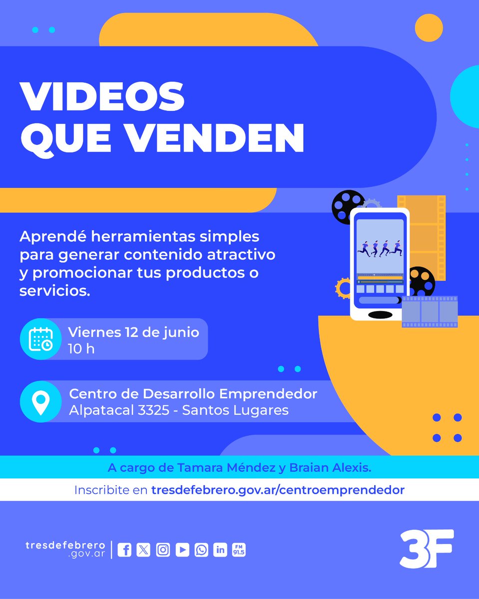 Municipalidad3F's tweet photo. 📝Desde el Centro de Desarrollo Emprendedor te ayudamos en tus proyectos con nuevas capacitaciones cada mes. Conocé todo lo que te espera en junio y completá la inscripción para ser parte.

¡Te esperemos en Alpatacal 3325, #SantosLugares!

Inscribite en👉https://t.co/bEMKtBlsOO https://t.co/ImXJkxV0bN
