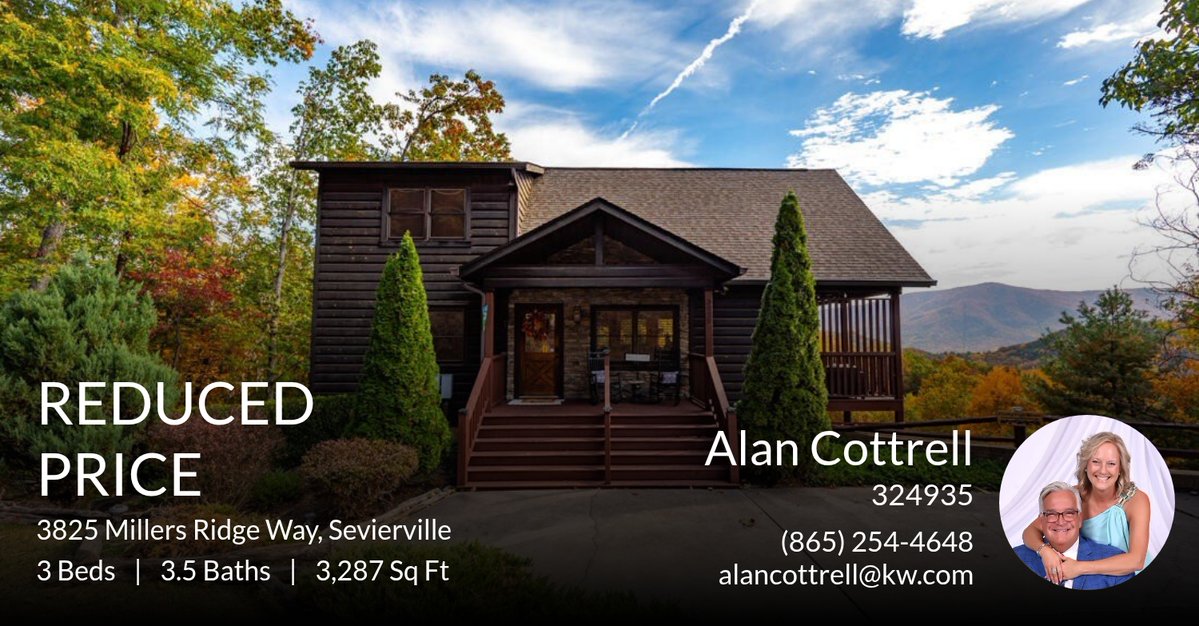 alanmcottrell's tweet photo. 📍 Reduced Price 📍 This recently reduced home at 3825 Millers Ridge Way in Sevierville won't last long, so, don't wait to set up a showing! Reach out here or at (865) 254-4648 for more information! https://t.co/6nN9LeCped https://t.co/BA2Xk3cnIa