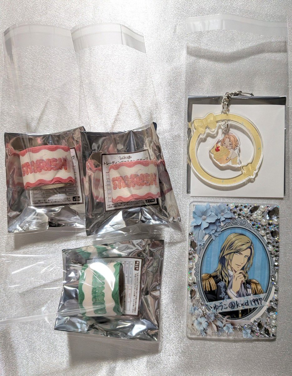 kxd1997's tweet photo. 【交換】うたプリ マルイ BGS BE MY CUPCAKE Ver. マステ ゆらゆらアクキー

譲↓
マステ…音也 翔 嶺二
ゆらゆらアクキー…那月

求↓
マステ…真斗1
ゆらゆらアクキー…カミュor真斗

郵送または6/11、6/13、6/14 神戸にてお手渡し可能です
お心当たりのある方おられましたらよろしくお願い致します https://t.co/GABdFrPwD5