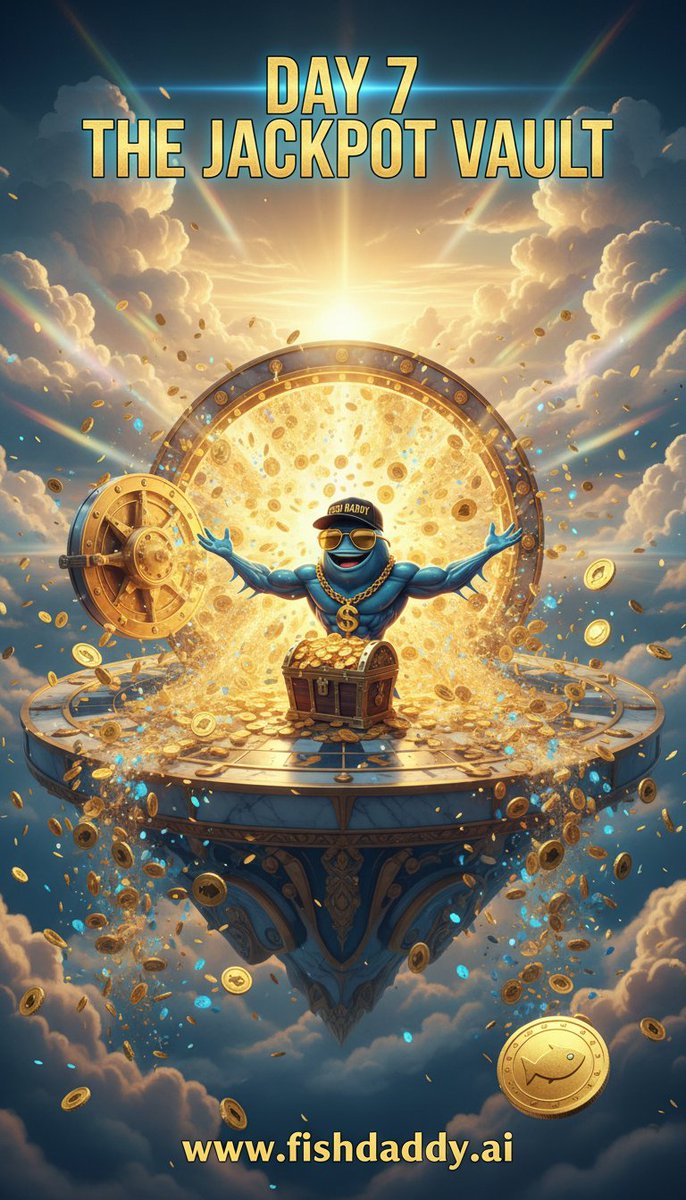 fishddy's tweet photo. DAY 7 — THE JACKPOT VAULT

We thought the Sunken Casino was the end of it…
but the real prize wasn’t buried in the deep.

It was above the storm.

Fish Daddy followed the last glowing chip through the clouds—past thunderheads, past the noise, past the doubt—until the sky itself split open and revealed it:
The Jackpot Vault.
A floating fortress of gold… and the treasure wasn’t random coins.
It was Fish Daddy Tokens—$FISHDADDY—pouring out like a sunrise, raining down in a storm of sparkle and destiny.
Fish Daddy didn’t flinch.
He just grinned… because this is what happens when the crew holds the line and the story keeps moving.
If you’re here, you’re crew.
Make waves. Share the signal. Let the whole ocean look up.

Website: https://t.co/Ir5N96y9uq
Axiom: https://t.co/BPA23Pdm45
Raydium: https://t.co/wR6B8EJnqf
X: https://t.co/sbFeGLVDuw
Telegram: https://t.co/0Em9EHVvIf

Trust the process. Trust the Daddy. 🐟☁️💰

Stay tuned for our next adventure.

$FISHDADDY #Solana #MemeCoin #Crypto