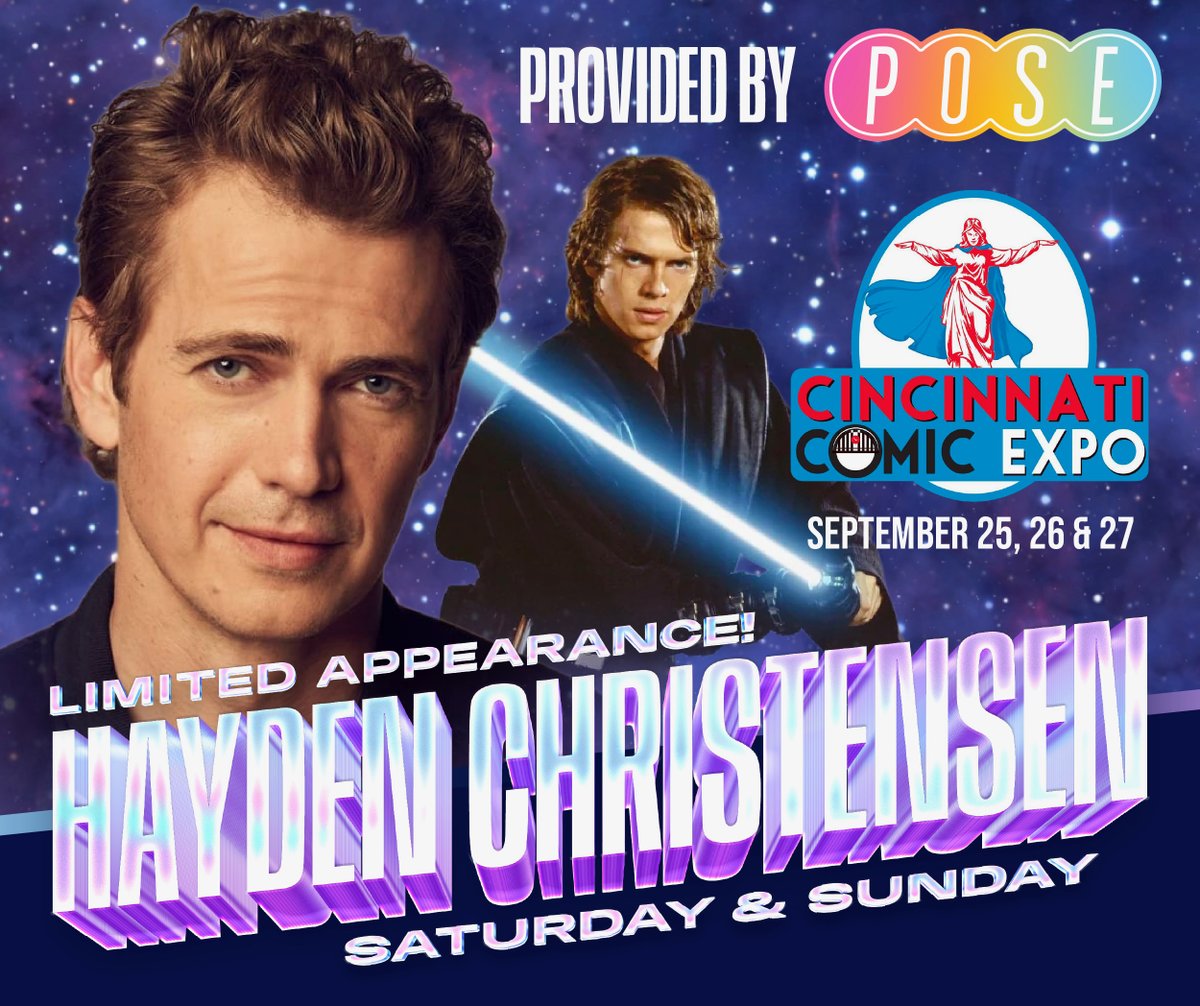 CinciComicExpo's tweet photo. Hayden Christensen will be coming to the Expo! Our friends at @posephotoops are collaborating to bring him to meet all of you on part of Saturday and all day Sunday. All of the details, admission tickets, photo op and autograph orders can be found here: https://t.co/6ZWQEZjcXO https://t.co/zRbBoiYScd