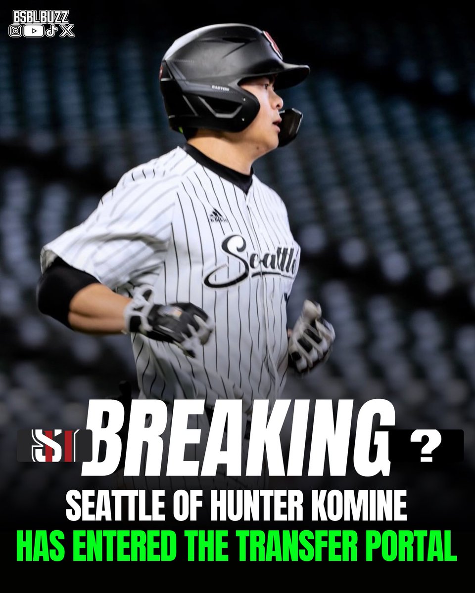 bsblbuzz's tweet photo. BREAKING: Seattle OF @Hunter_Komine has entered the Transfer Portal.

Komine hit .348 with had a .436 OBP this season at Seattle. https://t.co/wCSO2pKaU5