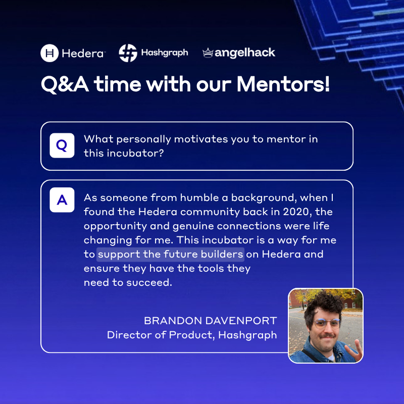 AngelHack's tweet photo. Hedera Incubator: Mentor Q&amp;A Part 1 🚀

Mentors = accountability, strategy, and doors opened across the @Hedera ecosystem.

See how they support this cohort — and register your interest for what's next ➡️ https://t.co/eOizEmDTUE https://t.co/6ePFJk2BMK