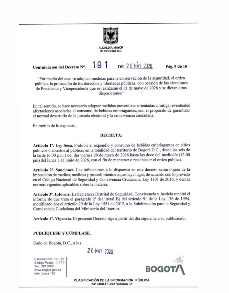 branyprado's tweet photo. Alcalde @CarlosFGalan , Bogotá es uno de los destinos gastronómicos más importantes de #Colombia. 

Pensar que una ley seca traerá consigo mejor comportamiento o menos riñas es de ingenuos. 

Este sector viene golpeado por el bajo consumo desde hace dos años o más aproximadamente, siempre están buscando opciones para aumentar el consumo. Iniciar la ley seca hoy con partido de fútbol, es golpe a la cara para una oportunidad de mantener sus negocios y el empleo que genera el sector gastronómico y de entretenimiento extendido.

Alcalde, aún está a tiempo de revertir esta decisión. La alcaldía de @Bogota debe replantear esta medida y poner más atención en los hogares, donde seguramente consumirán licor sin importar la ley seca, comprándolo de manera clandestina. 

#LeySecaInservible