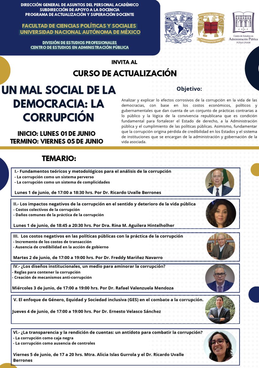 novagob_mx's tweet photo. Este 4 de junio, @ernestovelasco impartirá el Módulo 4 del curso “Un mal social de la democracia; la corrupción”.
📍17:00 a 19:00 hrs
Organiza la FCPyS de la Universidad Nacional Autónoma de México
Más detalles 👇 https://t.co/Xti7aFIMvv