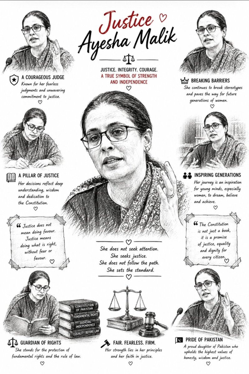 SharinKousar's tweet photo. Justice , Integrity , Courage
A true symbol of strength and independence .
#JusticeAyeshaMalik https://t.co/rnvgv62Twf