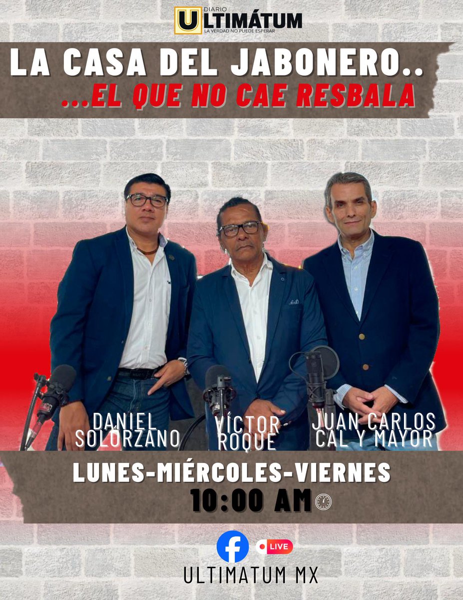 UltimatumMx's tweet photo. 🗣️Hoy no te pierdas “La casa del jabonero… el que no cae resbala” a las 🕰️10:00 am https://t.co/xaVNt559C6