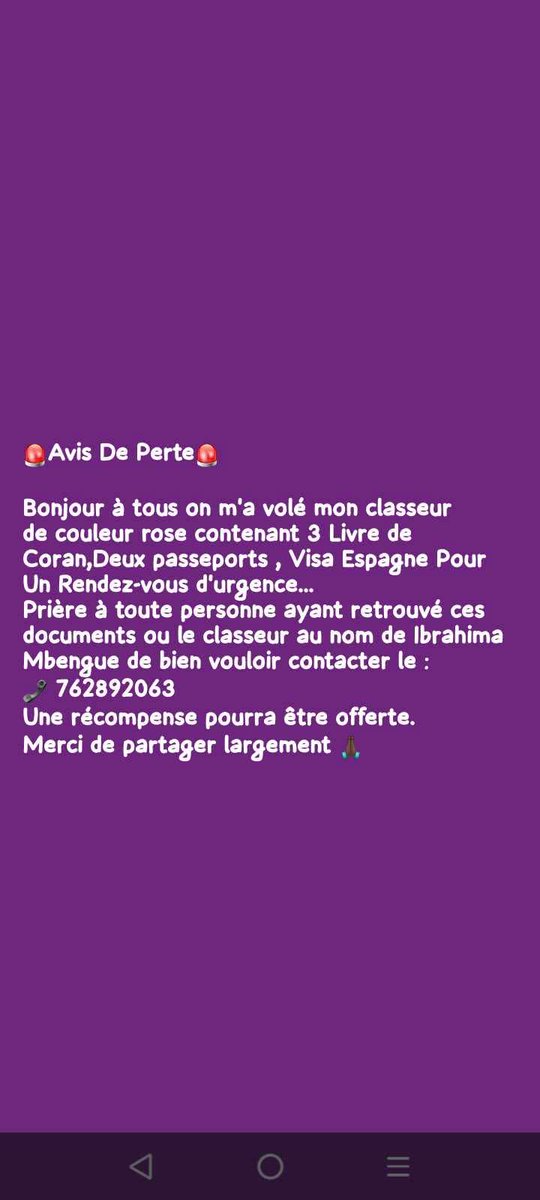 Avis de Recherche Senegal tweet media