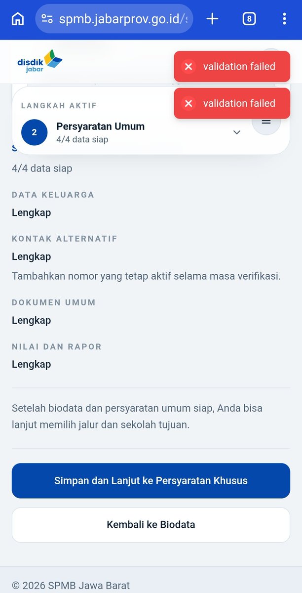 hiphiphoe's tweet photo. Semua berkas udah ter-upload, tapi pas klik save&amp;next malah failed mulu. Apa yang salah? 😭 spmb jabar tolong tutornya abang abang kakak kakak yang dah bisa https://t.co/cmHsx6aXZm