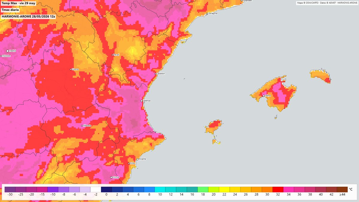 flav_BL75's tweet photo. #Espagne | La région de #Valence connaît ce vendredi sa première journée de forte chaleur de l'année, avec des températures dépassant les 35°C. Des pointes de 38 à 39°C sont attendues dans le sud et l'ouest de la province en fin de journée. Les nuits deviennent tropicales et le risque d'incendie reste élevé sur l'ensemble du territoire valencien. #Valencia #Méteo #Canicule