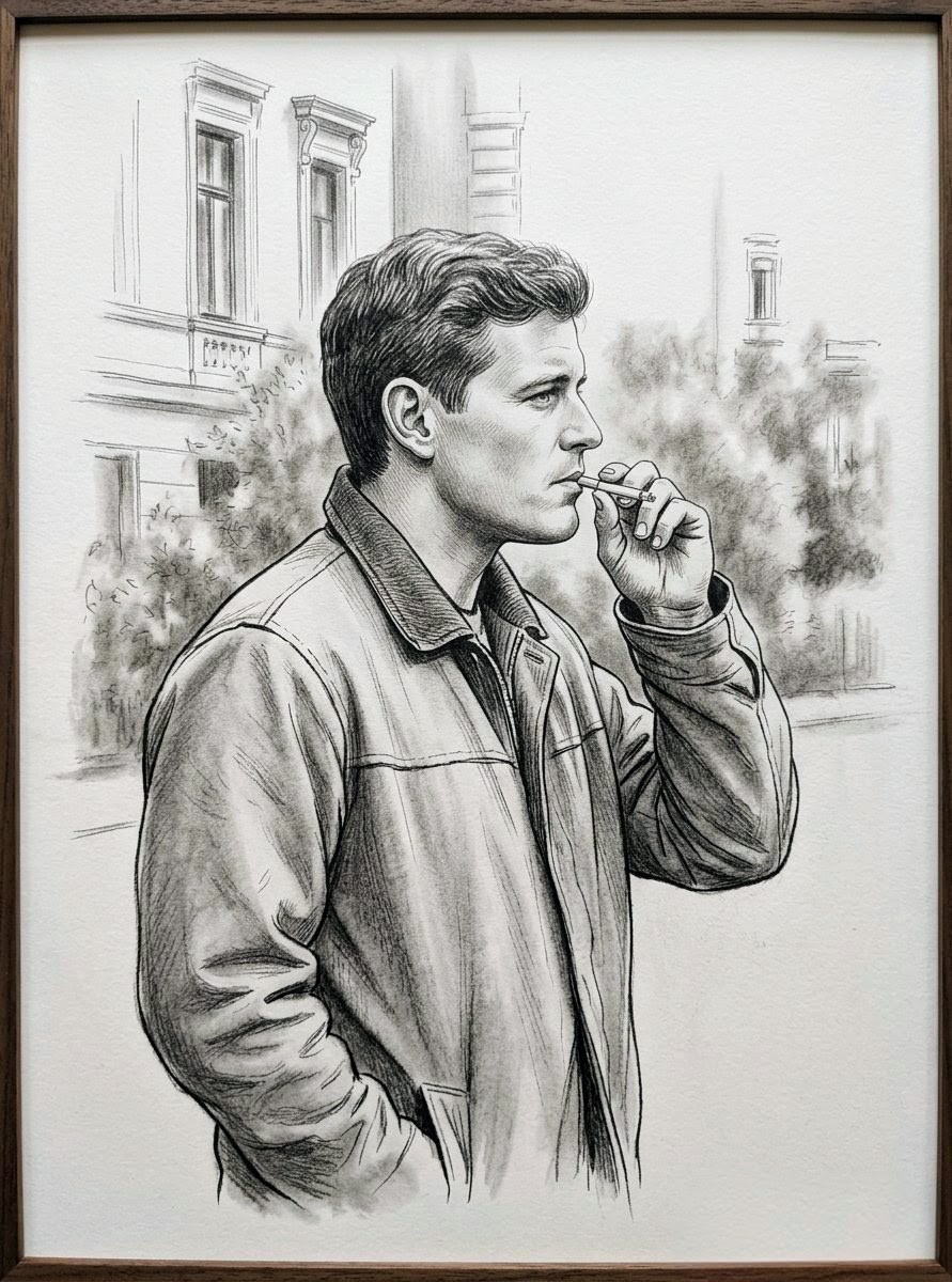 ZKarasova's tweet photo. Today a refined drawing based on my pen and ink drawing looks like this. I named it "Homage to Jack Kerouac II". Back at the time when I wrote my own poems in the English language I tried the automatic writing, too. ©2026 Zuzana Karasová #author #writerstory #Kerouac #portrait https://t.co/8Ucfd8DfBT