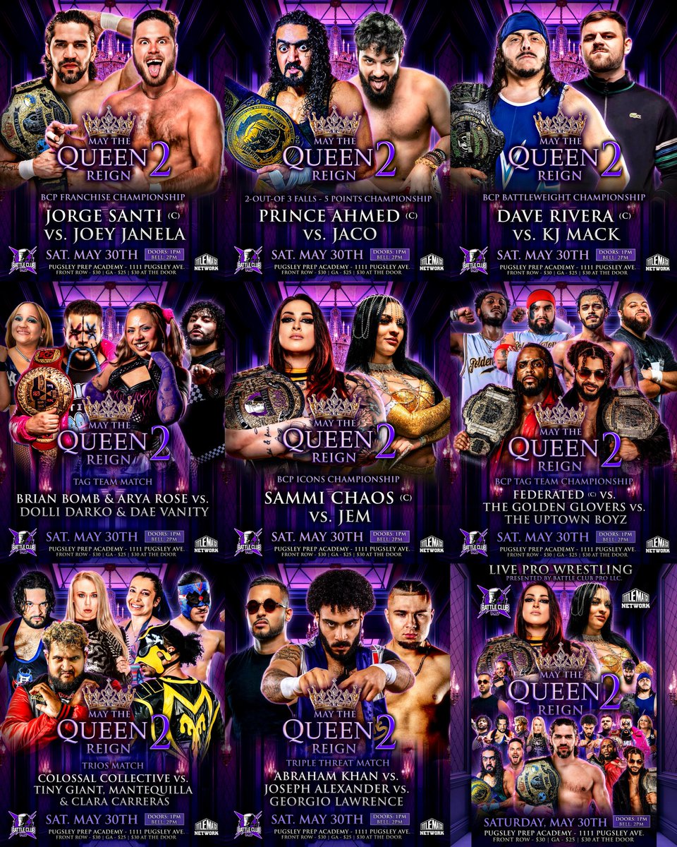 Battleclubpro's tweet photo. May The Queen Reign 2 
Tomorrow May 30, 2026 2pm Bell
1111 Pugsley Ave Bronx NY 10472

TODAY IS THE LAST DAY TO PRE-ORDER TICKETS

FRONT ROW = SOLD OUT! 
LIMITED GA SEATING AVAILABLE 

TICKETS AVAILABLE AT THE DOOR, SEATING IS NOT GUARANTEED 

🔽🎫🔽🎫🔽
https://t.co/gcOxYvfcwi https://t.co/rt6qpFFOBN