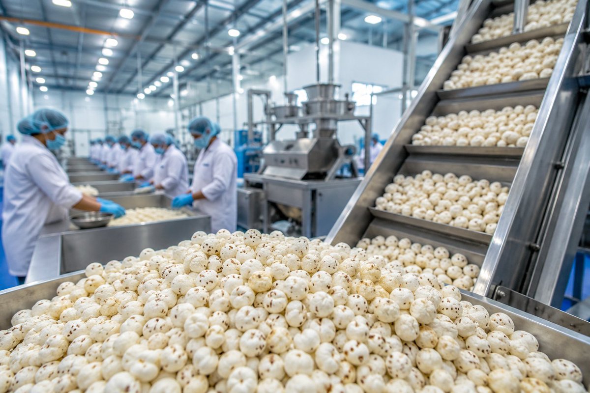 IndexBihar's tweet photo. A makhana processing unit will be set up in Darbhanga by Makhayo Foods Pvt. Ltd. with an investment of ₹27.44 crore

• 300 jobs expected
• Modern processing &amp; packaging

Good to see makhana processing growing in Bihar. https://t.co/BwrPLDGZQu