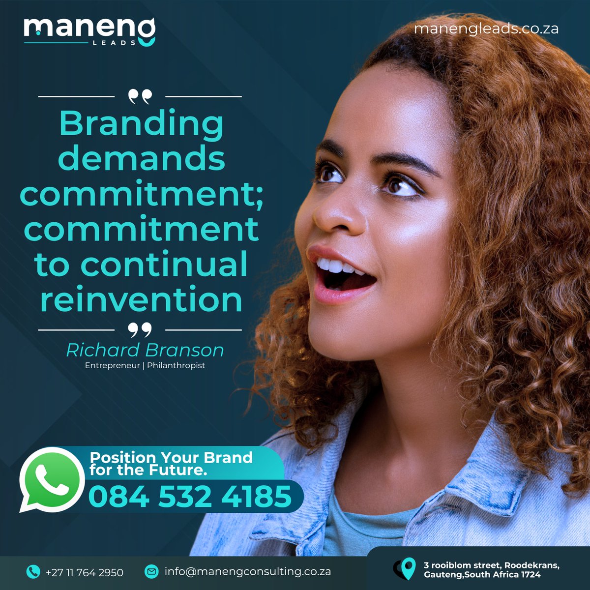 ManengLeads's tweet photo. Call: +27 11 764 2950
WhatsApp: +27 84 532 4185
Email: info@manengleads.co.za
Visit our website: https://t.co/Y5fyrJ3OkL
#manengleads #maneng #letterhead #business #graphicdesign #hurryup #onceoff #upgrade #graphic #design #blue #money #ManengLeads #BrandGrowth https://t.co/KyrXrT6AL8