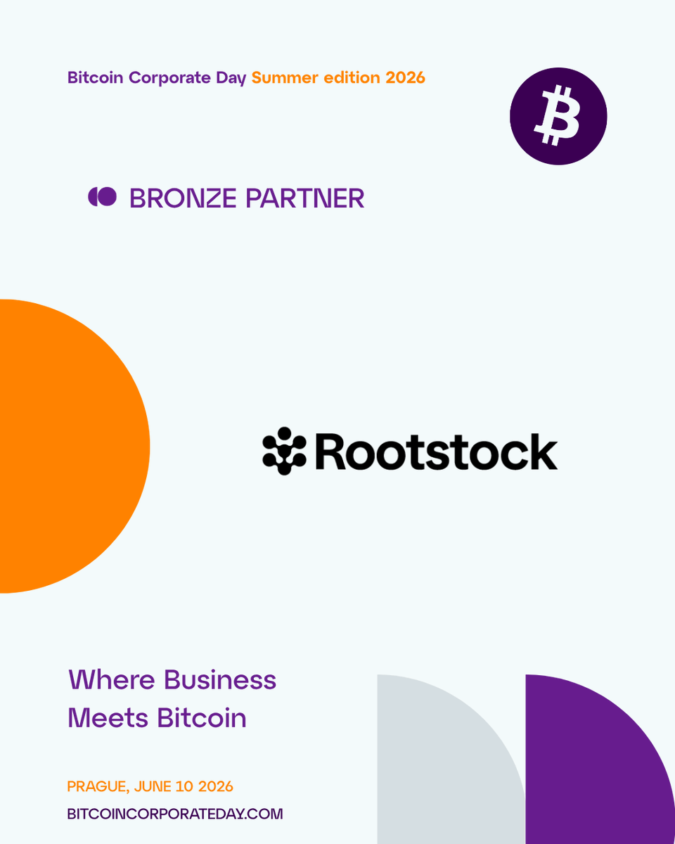 BtcCorpDay's tweet photo. We are pleased to announce @rootstock_io as a Bronze Partner of Bitcoin Corporate Day 2026.

Rootstock is helping expand what can be built on Bitcoin through EVM-compatible smart contracts secured by the Bitcoin network, supporting new financial applications on Bitcoin.

We are proud to have them join us in Prague.

https://t.co/uUK9R8maz4