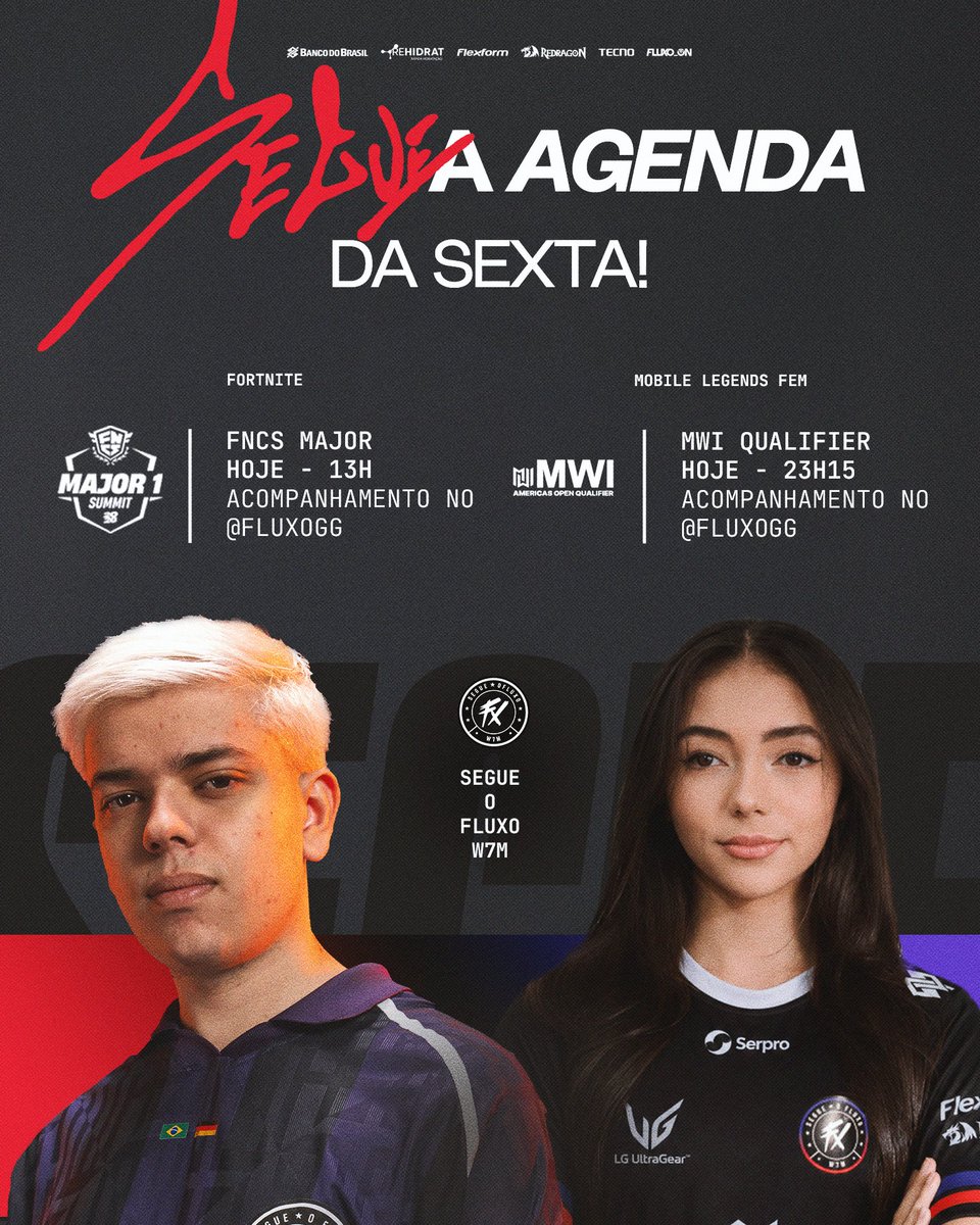 fluxogg's tweet photo. BORA QUE HOJE É DIA 🔥

mais um dia recheado de fluxo pra ngm perder, então anota que as 13h já começamos com nossos meninos do Fortnite na FNCS, e mais tarde tem MWI com as nossas meninas de mobile legends que estão invictas

pega os links das transmissão nos comentários 👇 https://t.co/NuonXBRczr