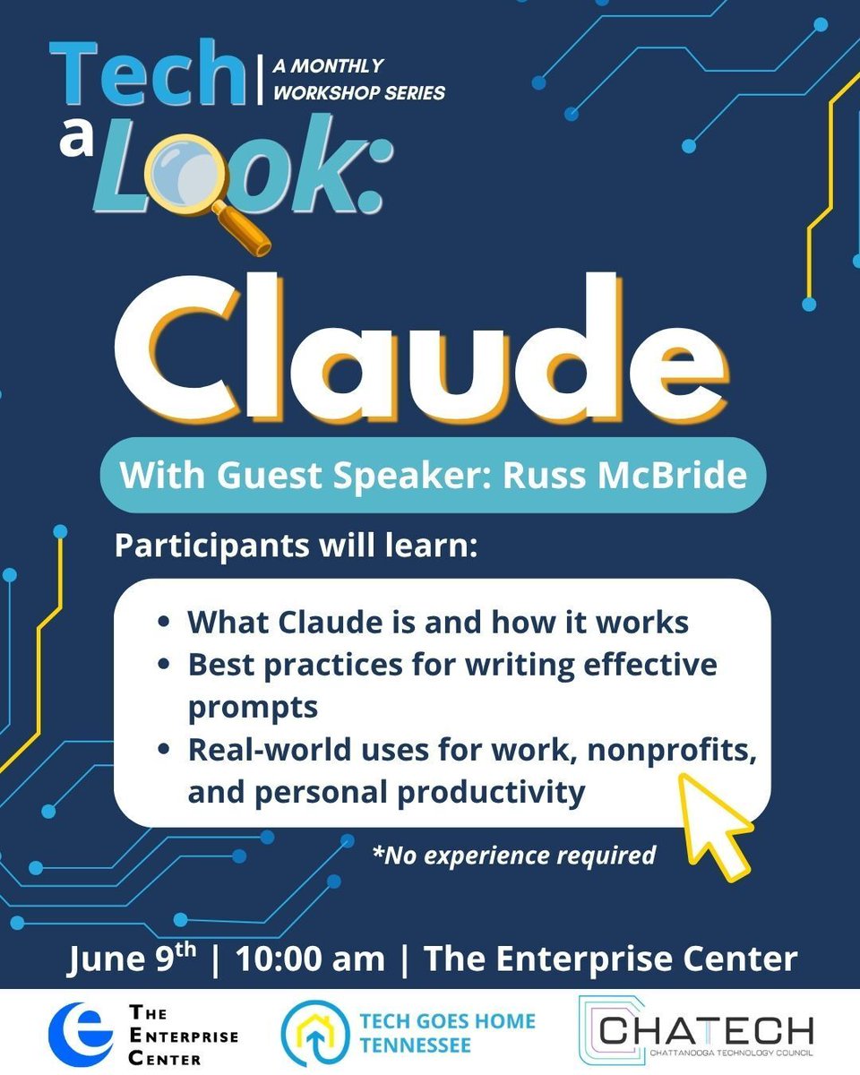 chatechcouncil's tweet photo. 🤖 Tech A Look At: Claude

Join ChaTech and The Enterprise Center as we explore one of today's most talked-about AI tools.

✨ What is Claude?
✨ How does it work?
✨ How are people using it today?

👉 https://t.co/cwHj4RE0t7 https://t.co/lQfnFFMLoB