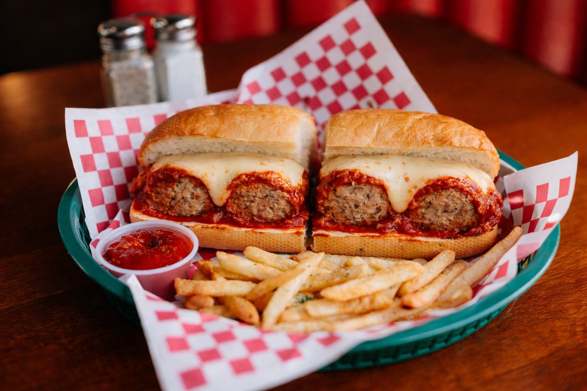 strongspizza's tweet photo. Have you tried our Meatball hero at Strong's Pizza yet? 😋 Our delicious meatballs covered in mozzarella cheese and marinara sauce make every bite extra satisfying. Tell us if this is your go-to! 🍽️ #StrongsPizza #MeatballHeroWithFries #PizzaLovers https://t.co/rO3pafz1V3