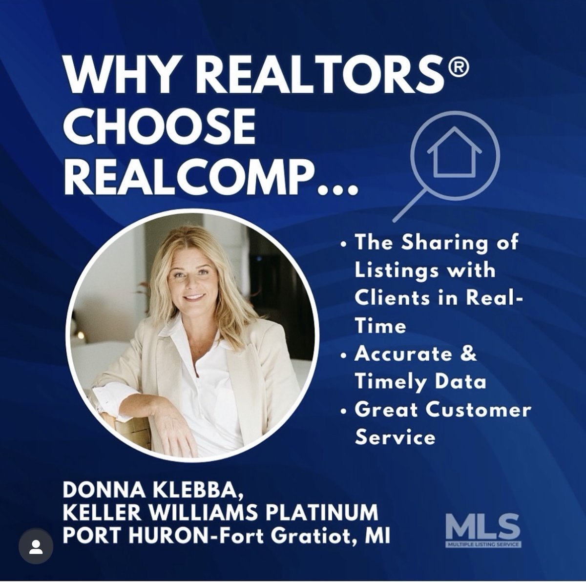 Realcompmls's tweet photo. Realcomp allows me to share accurate listings with my clients in real time and provides a great customer service experience with the property details you can’t get from a 3rd party providers.

Donna Klebba 
KW Platinum Port Huron

#realcomp https://t.co/vCMRZB4zCR