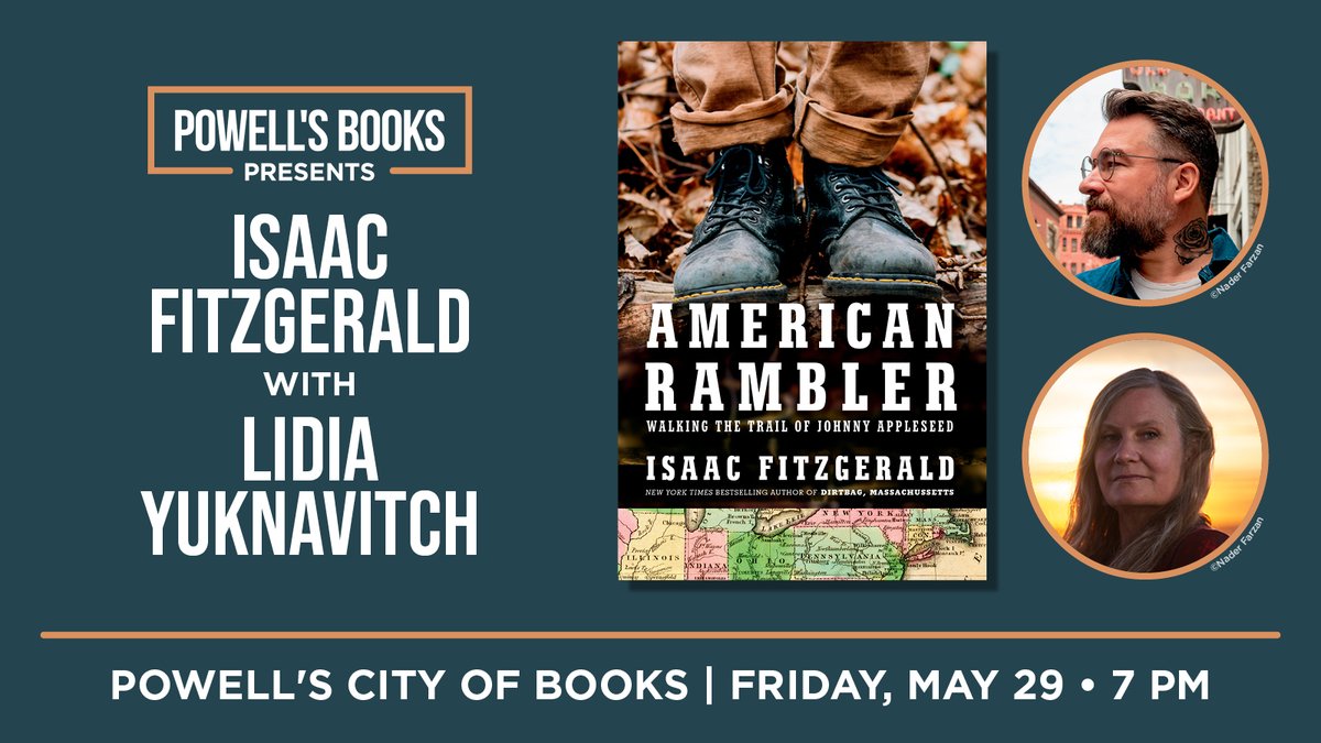 Powells's tweet photo. Event tonight! Isaac Fitzgerald in Conversation With Lidia Yuknavitch at Powell's Burnside at 7pm. 

#portlandevents #authorevent #powellsevents #powellsbooks https://t.co/525D43b7OR