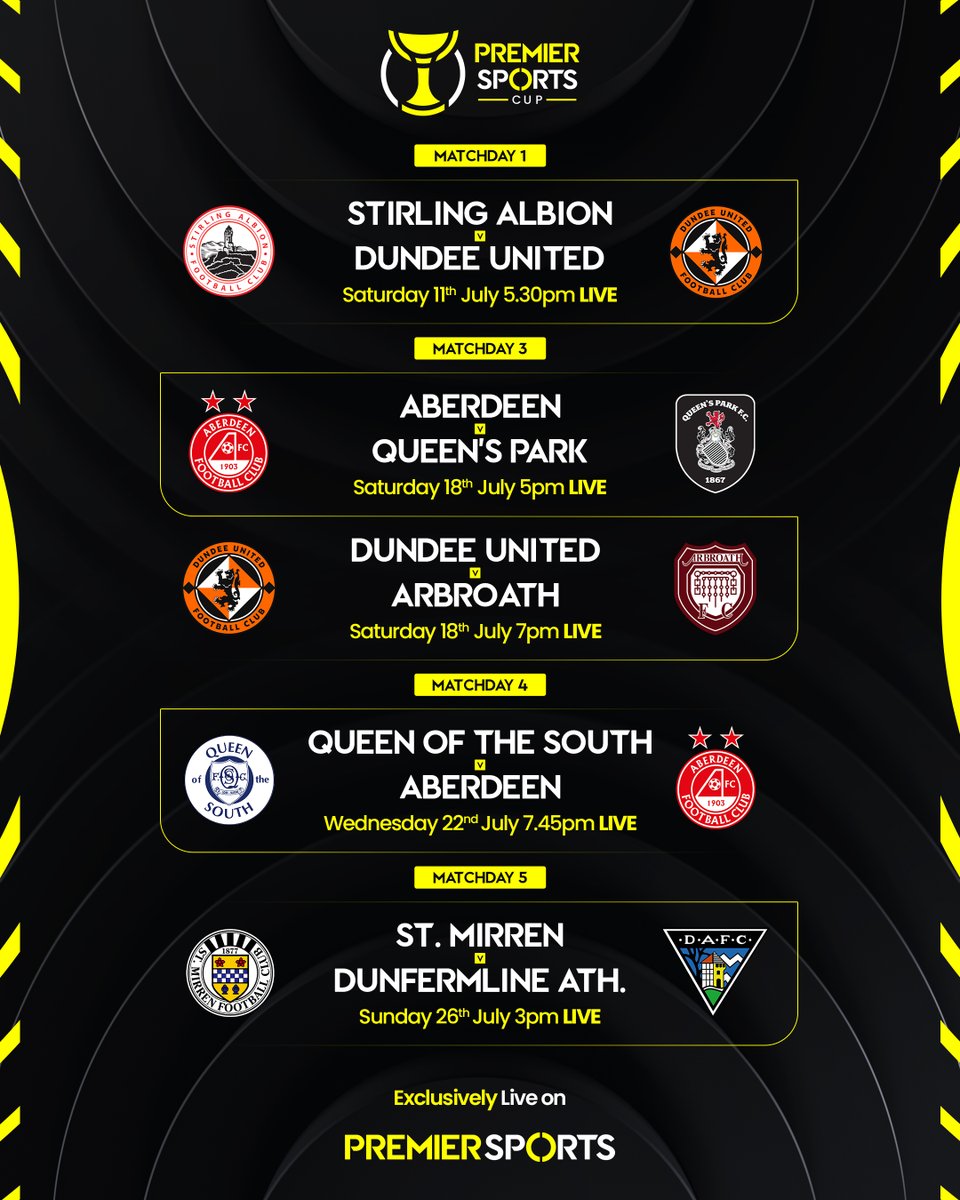 PremSportsTV's tweet photo. We are delighted to confirm the five #PremierSportsCup group stage fixtures that will be broadcast live on television 🙌

Further matches to be streamed on the Premier Sports Player will be announced in due course 🔜 https://t.co/SgpHDmYSQW