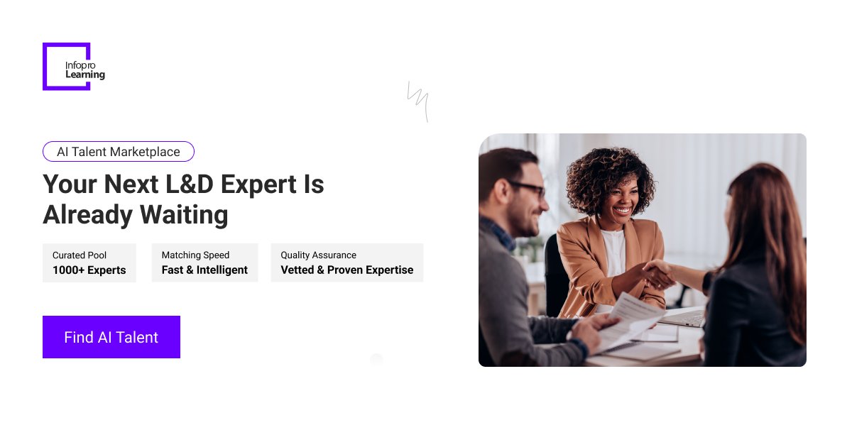 InfoproLearning's tweet photo. Sourcing L&D talent shouldn't be the bottleneck in your learning strategy. Infopro Learning's AI Talent Marketplace puts 1,000+ curated, proven experts within reach, matching intelligently to your needs. Find AI talent today: https://t.co/lnIrWA1CAK

#lndtlalent #learningtalent #staffaugmentation #aitalent