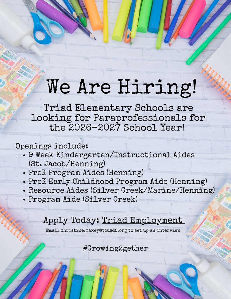 stjacobcubs's tweet photo. 💜Come join our team! SJES is looking for a 9 week Kindergarten/Instructional Aide! 💜 https://t.co/d36GPCiYL9