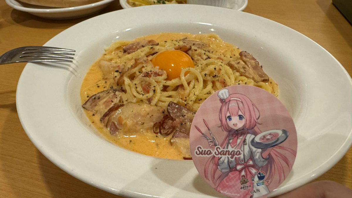 Ni_com04's tweet photo. パスタもちもちでパンケーキふわふわでぜーんぶ美味しかった！Vポテトも🧄トーストも食べたよ〜😋
去年はコラボフード食べられなかったから補充感謝🙇‍♀️インターネットで見たポポラさんを生で見れてテンション上がった
 #ルンルンポポラさンゴ https://t.co/rG2GKScbS4