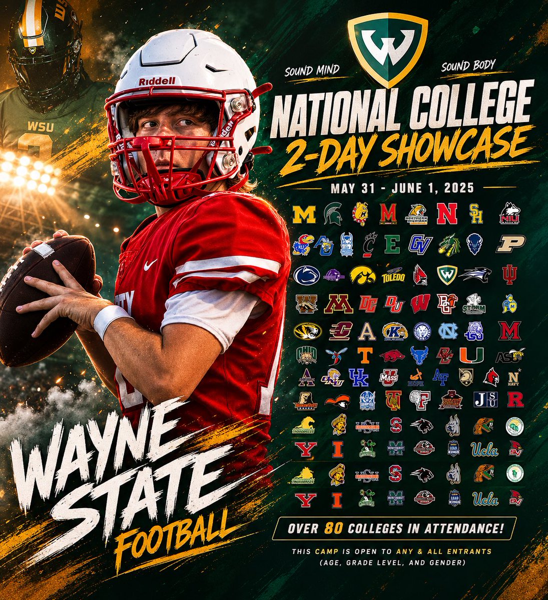 NoahQBKaty's tweet photo. Blessed for the opportunity to attend the Wayne State National College 2-Day Showcase.

Looking forward to competing, showcasing my talent, and earning the opportunity to perform in front of college coaches from all levels.

Time to work. 💪🏈

@Katyfootball 
@QuarterbackUniv 
@Csampson_QBU 
@Schaap1984 
@waynestate 
@RecruitKatyFB 

#Quarterback #QB #FootballRecruiting #ClassOf2028 #WayneStateShowcase #StudentAthlete #Recruiting #NextLevel