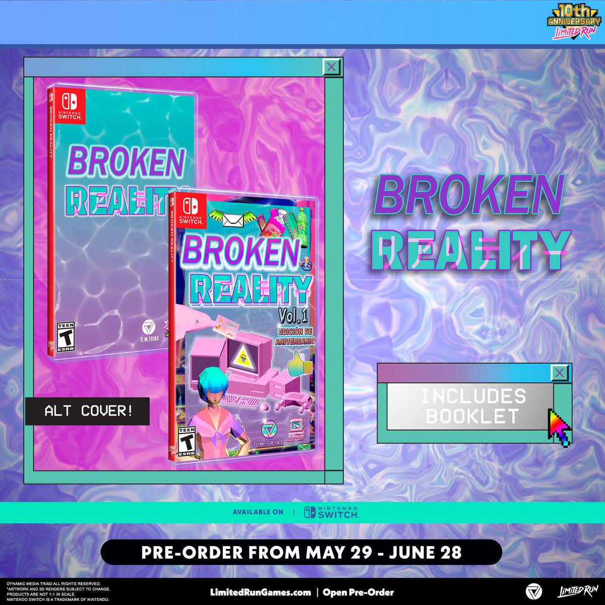 LimitedRunGames's tweet photo. Leave everything behind and ride the vaporwave. 🕶️ 

Escape into a beautiful world of exploration and experience the web like never before.

PHYSICAL pre-orders for Broken Reality open now!

https://t.co/fiFFIfphWs https://t.co/0n382evEzM