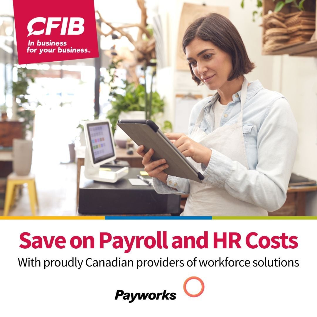 CFIBNews's tweet photo. CFIB members can save on payroll and HR tools with @Payworks. 
 
✅ 50% off Time, Absence, and HR tools ✅ 40% off payroll processing ✅ Free ROEs and Self-Service app 
 
A simple way to manage your team and reduce costs.

Learn more: https://t.co/hPoKvPsc5k 
 
#CFIBdiscounts #CFIB_savings #HR #BusinessTools #SmallBusiness