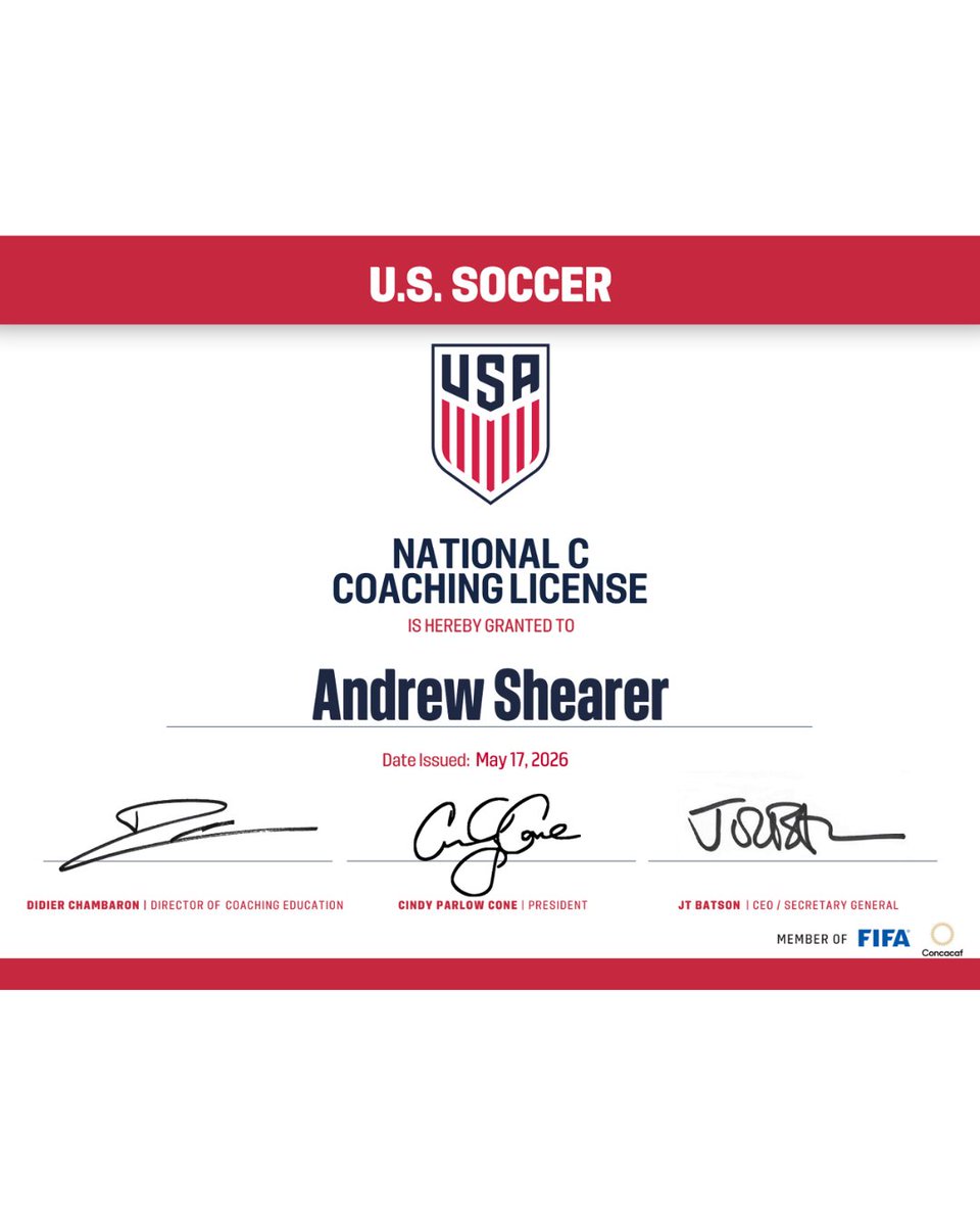 FCFrederick's tweet photo. Congratulations to Coach Andrew Shearer on earning his National C Coaching License! #FCF #FCFrederick https://t.co/HPBroDIrrL