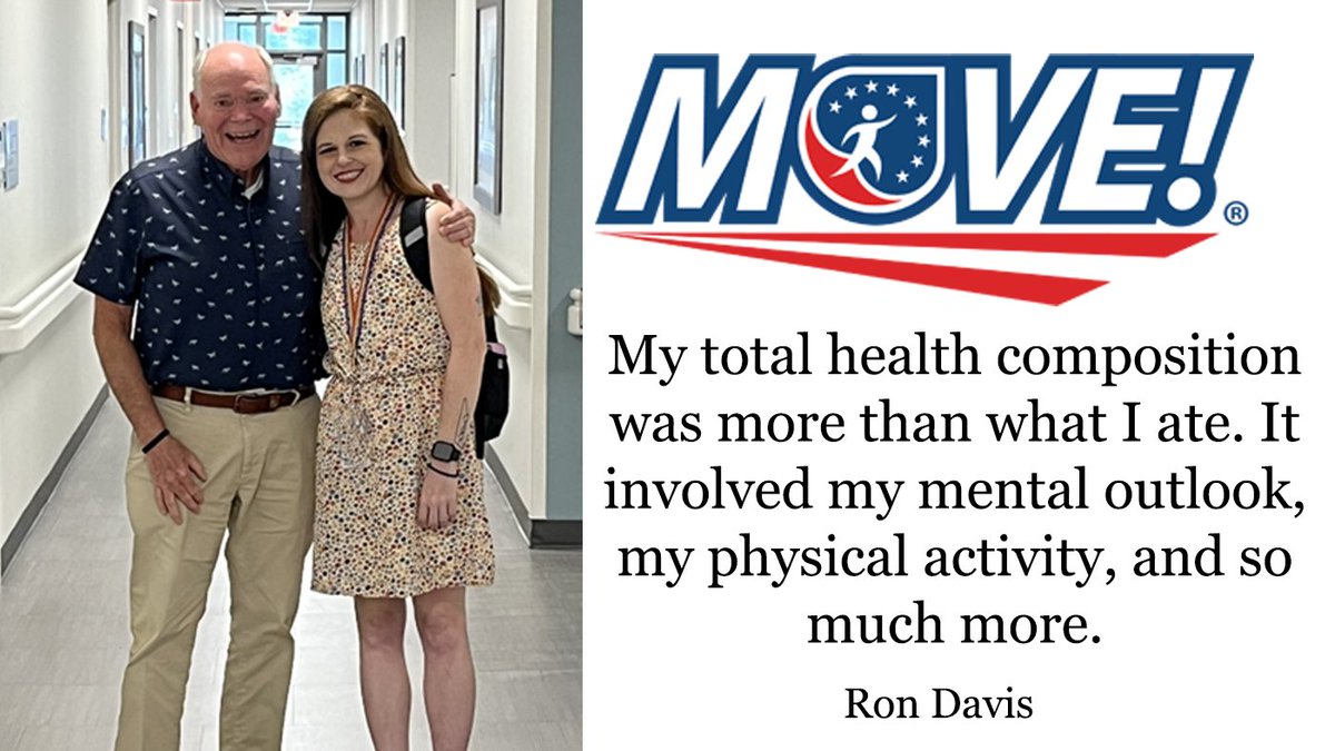 VAManchester's tweet photo. Veterans achieve countless milestones participating in MOVE! “My total health composition was more than what I ate. It involved my mental outlook, my physical activity, and so much more.” –  Air Force Veteran Ron Davis’ https://t.co/gztNtQeJK3 https://t.co/fVnaxOgIJ8