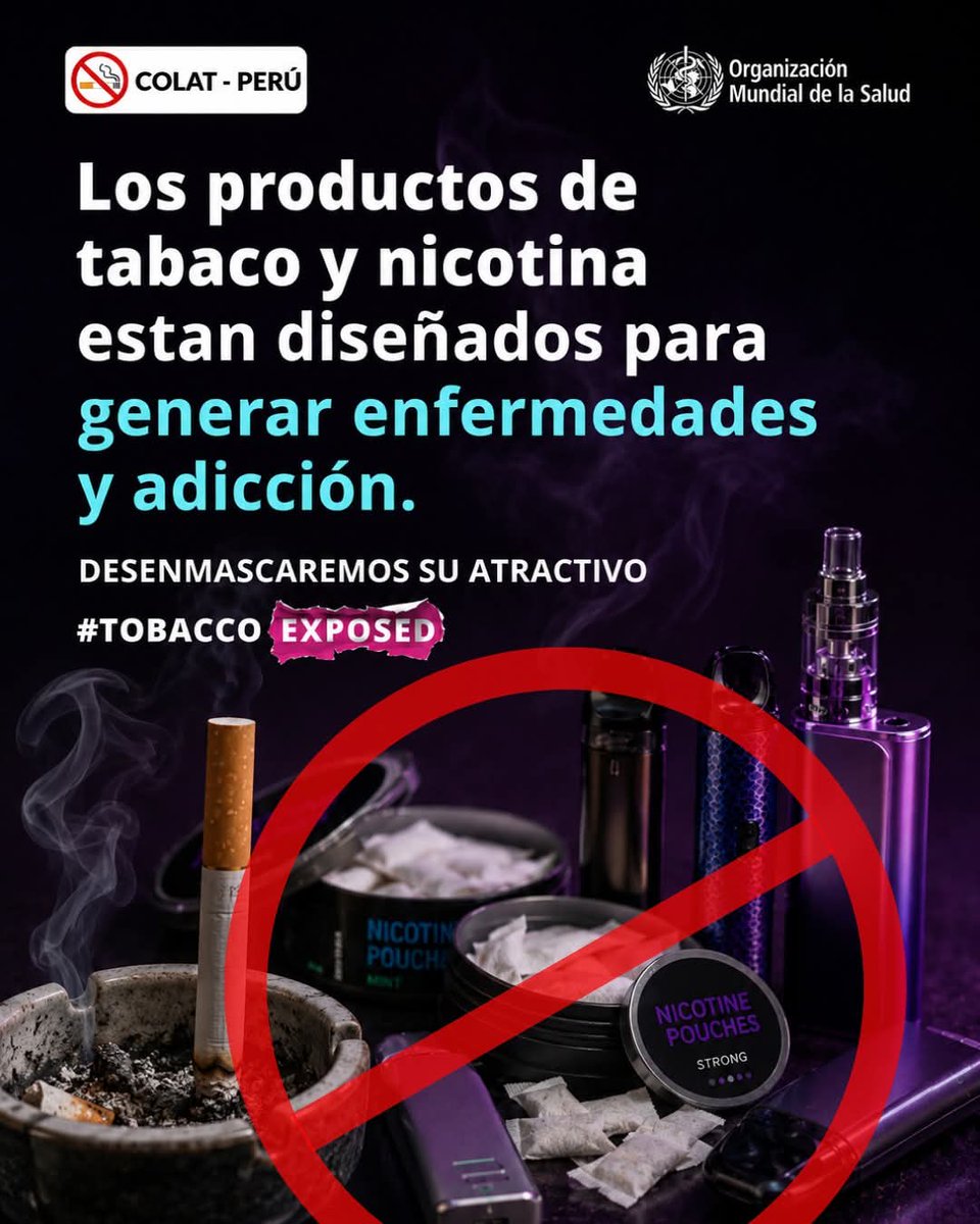 ColatAntitabaco's tweet photo. #DíaMundialSinTabaco 🚭 | Los productos con nicotina están diseñados para generar adicción. 
En muchos países, la probabilidad de vapear es, en promedio, nueve veces mayor entre adolescentes que entre adultos.
🙅🏻‍♀️La industria busca nuevos consumidores a través de productos atractivos y sabores llamativos. 

#TobaccoExposed #SaludPública #OMS #COLATPerú @OPSOMSPeru @RPPNoticias
