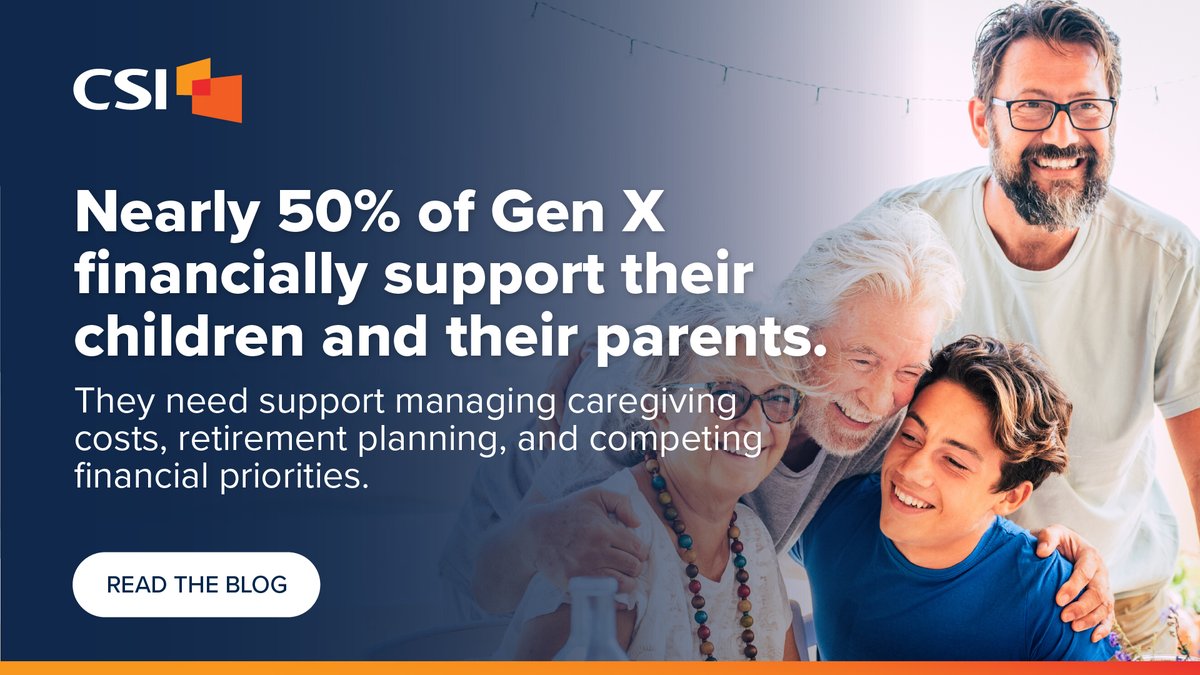 CSIsolutions's tweet photo. Practical, self-reliant, and digitally savvy — Gen X is balancing major financial responsibilities, often supporting their children and aging parents. Learn what drives the "sandwich" generation’s banking preferences. https://t.co/7rGzpbeV9l https://t.co/AB5Keit54V