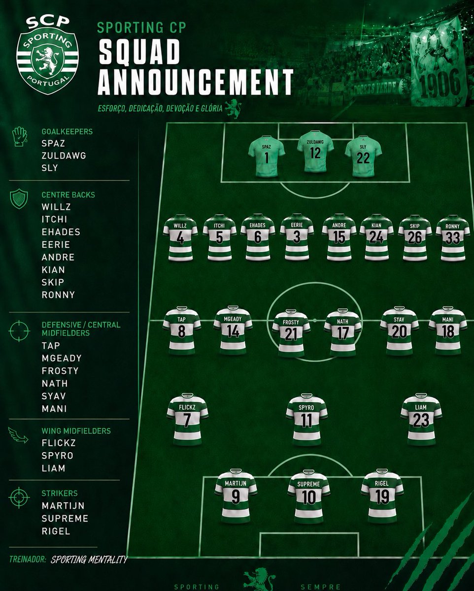Vflsporting's tweet photo. VFL SPORTING SL1 
SQUAD ANNOUNCEMENT 🟢⚽️
@TheVFL_ https://t.co/YgHTtyJ1oX