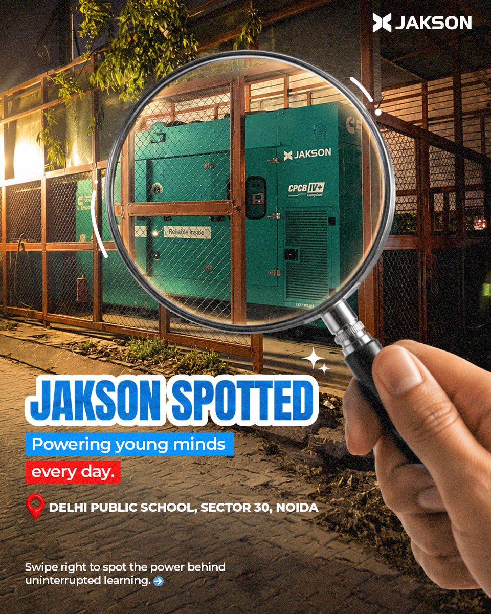 JaksonGroup's tweet photo. Keeping the campus powered from the first period to the final bell.

JAKSON genset spotted at DPS Noida.

#JAKSONGroup #genset #schools #powerbackup #noida https://t.co/058jVcVvgK