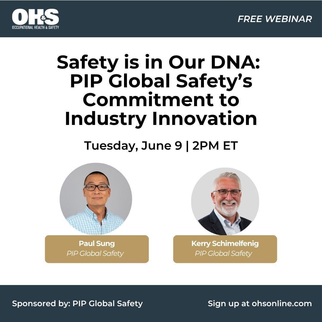 OccHealthSafety's tweet photo. Join OH&amp;S and PIP Global Safety for a discussion on building a culture where protection, prevention, and worker well-being are embedded into every level of the workplace. 

Register now:  https://t.co/nllTLZP6wt 

#WorkplaceSafety #SafetyCulture #EHS https://t.co/niOextAM2K