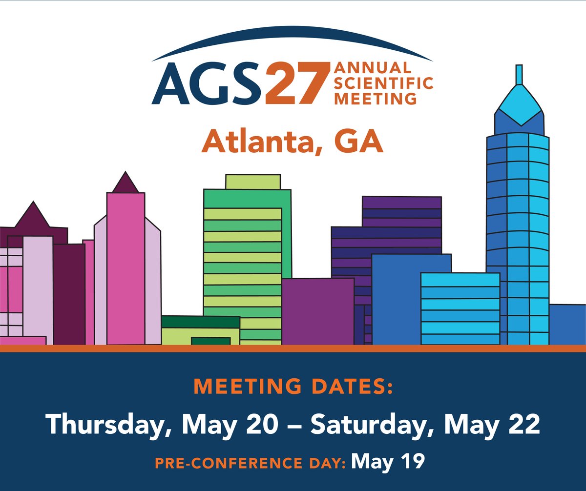 AmerGeriatrics's tweet photo. We're looking ahead to build the program for #AGS27 and are accepting program proposals through June 30 for #AGS27, which will be held in Atlanta, GA May 20-22, 2027.

Get the information you need about submitting and visit the online submission site here: https://t.co/RH7mMtSGX5 https://t.co/NsRYfdPomO