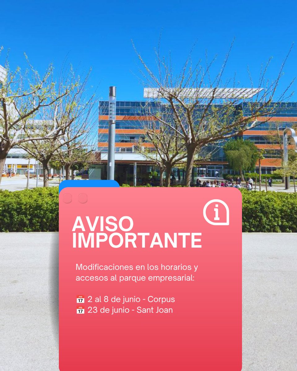 wtcalmedap's tweet photo. 🎡 Junio llega con fiesta… ¡y algunos cambios en WTC Almeda Park!

Por la Fiesta Mayor de Cornellà (2–8 junio) y Sant Joan (23 junio), habrá ajustes en accesos, tráfico y horarios.

Gracias por vuestra comprensión https://t.co/Nw6NI0qZkG